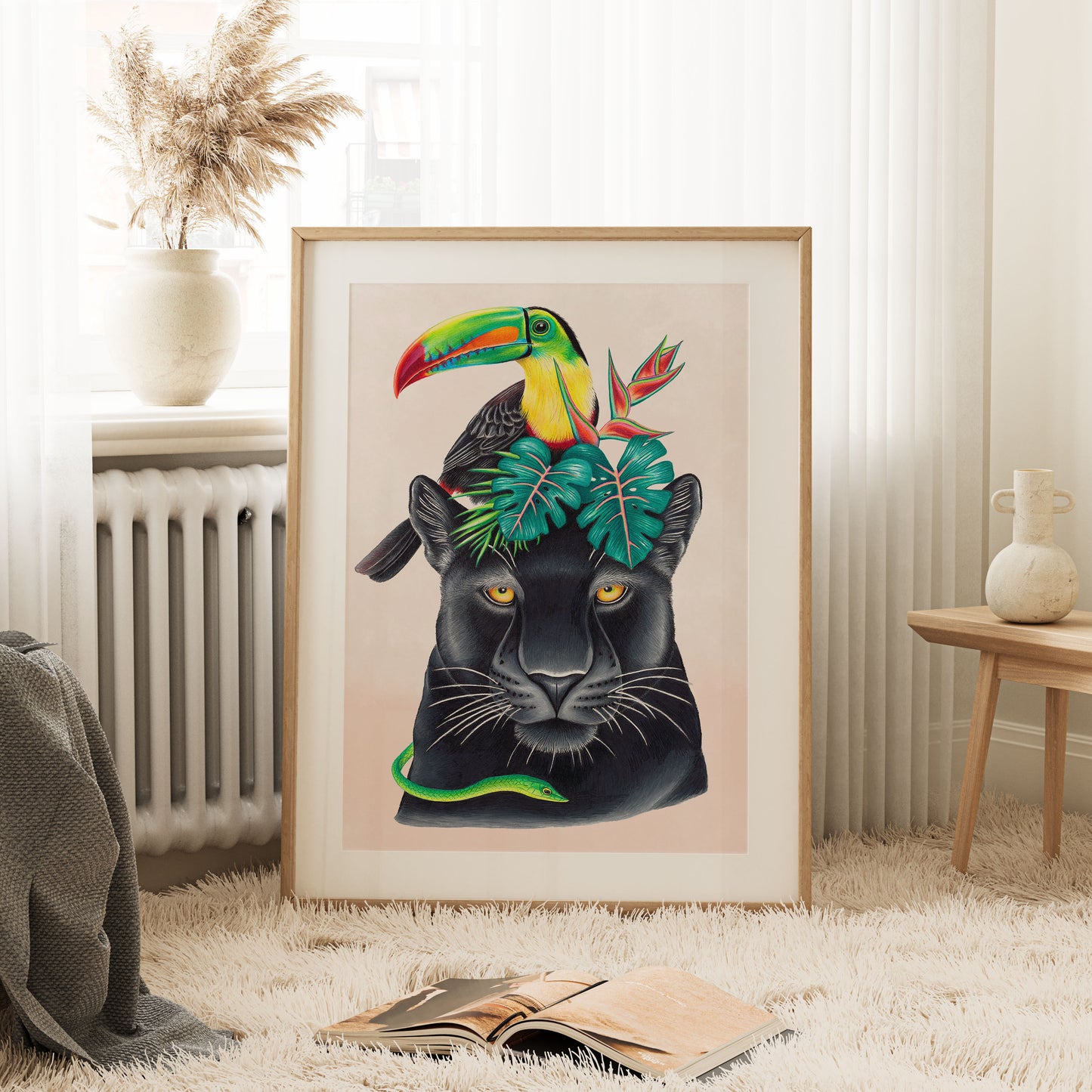 black jaguar art print