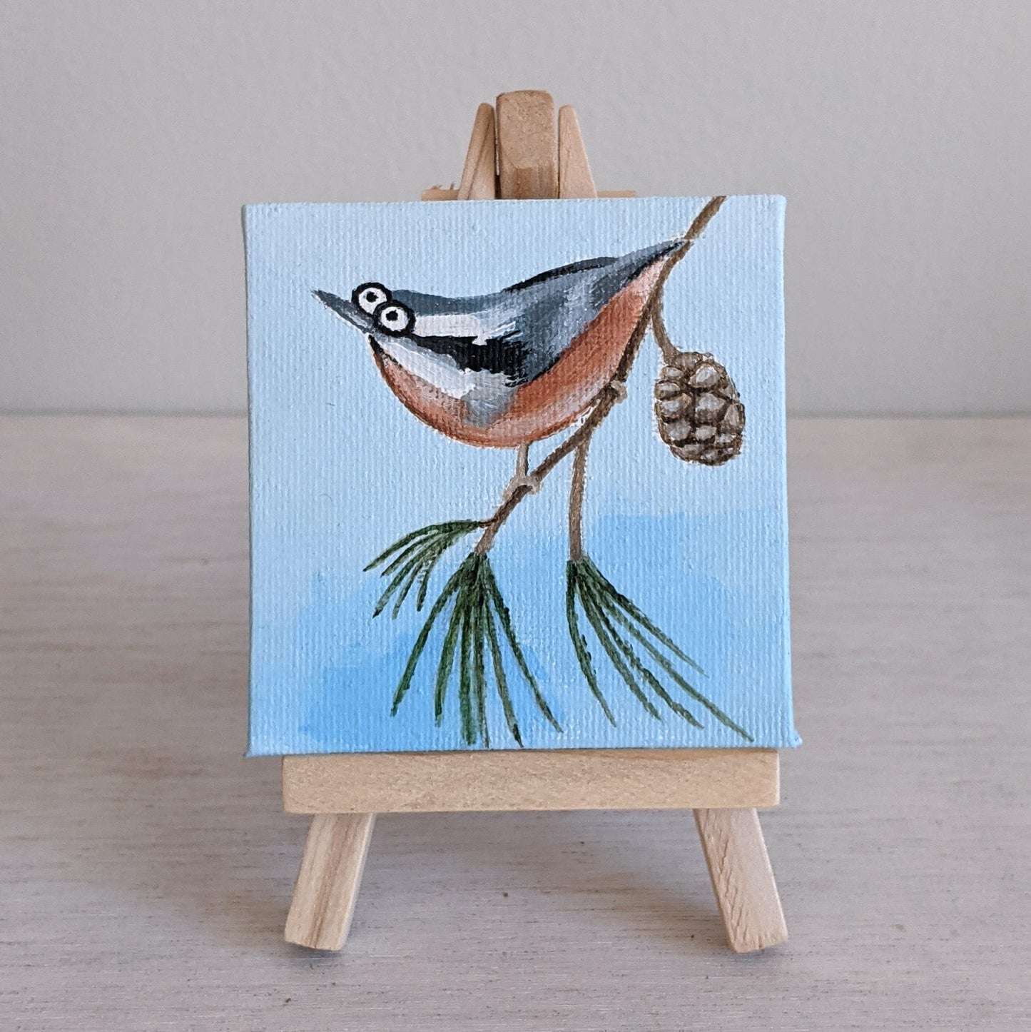 Red-breasted Nuthatch Mini Canvas Print