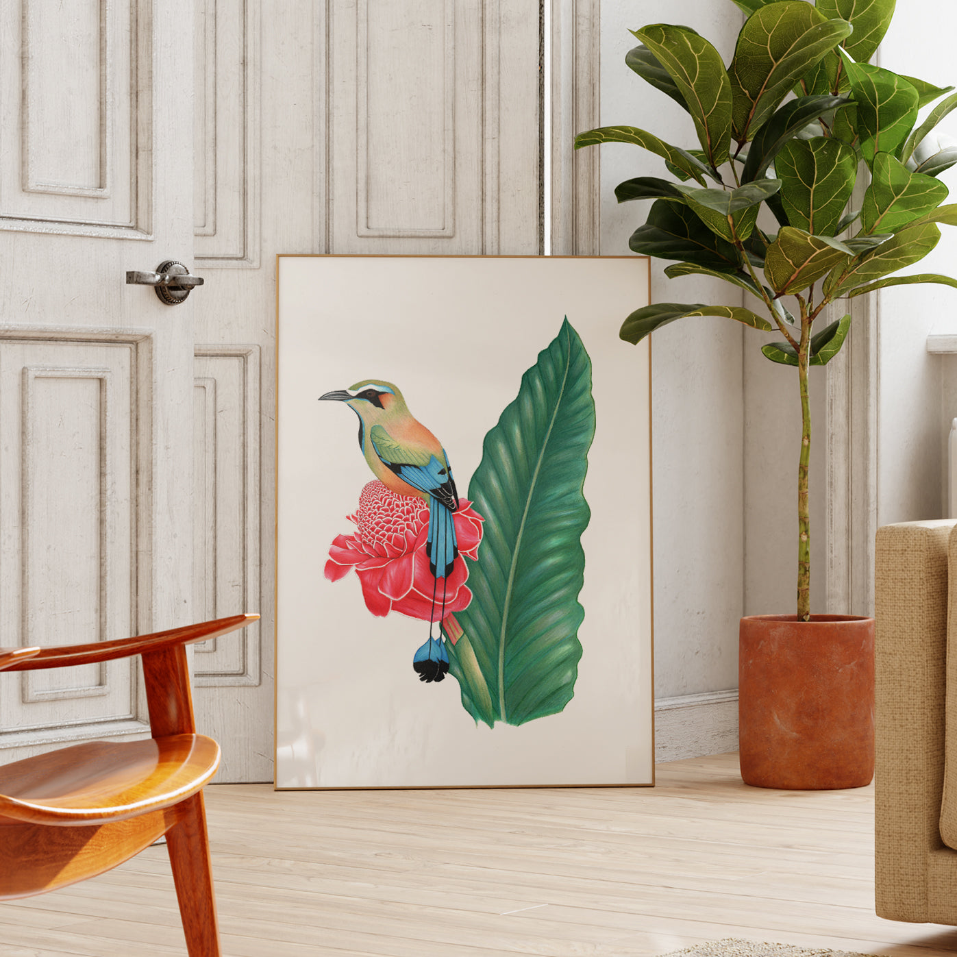 turquoise browed motmot art print