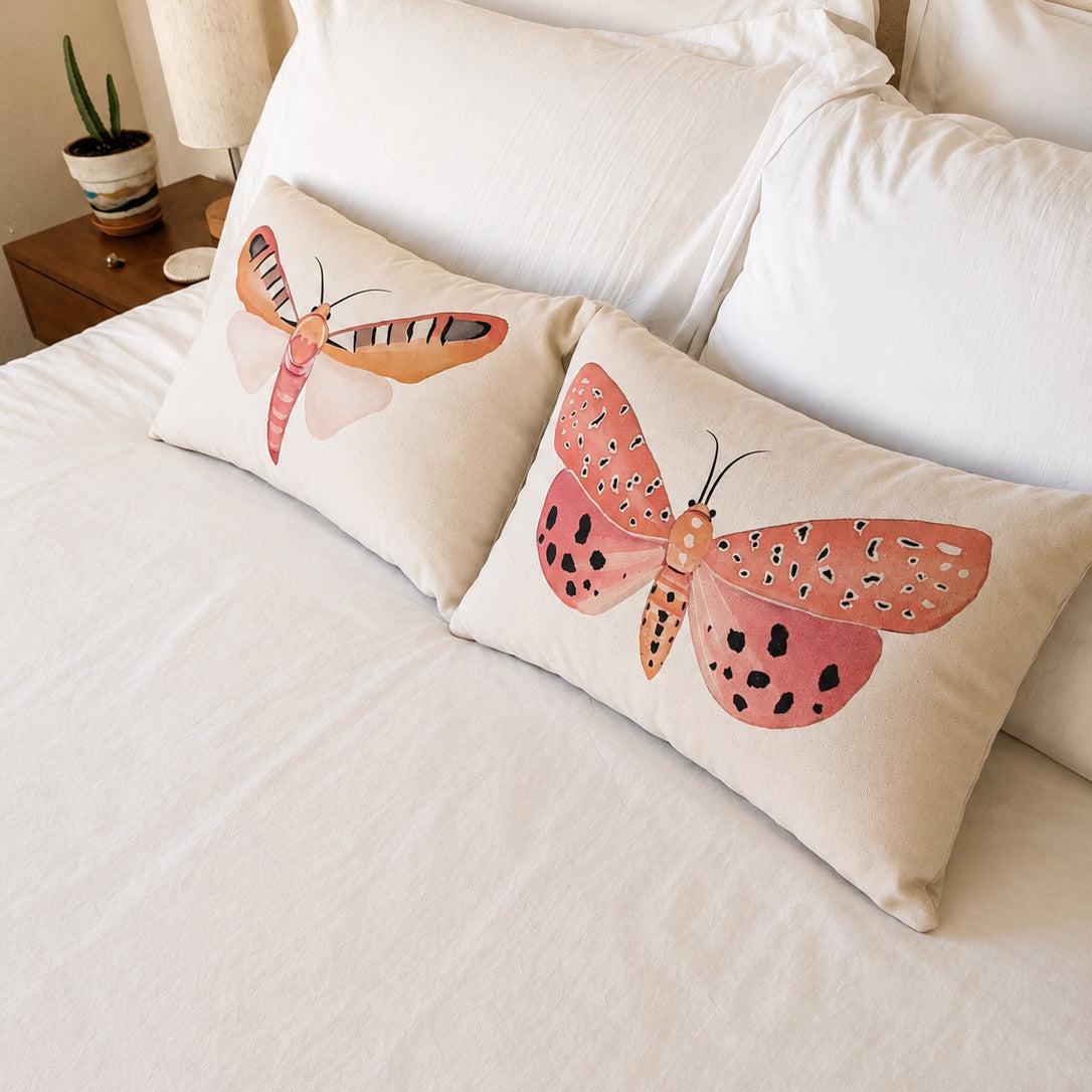 Moth Lumbar Pillow Cover